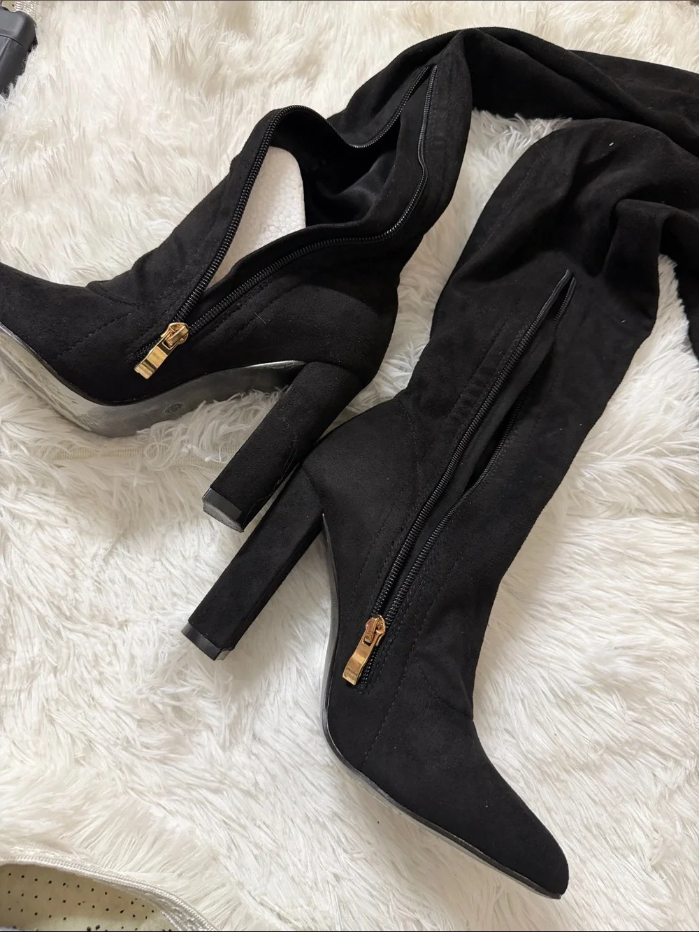 Black Over-the-Knee Pointed Toe Boots